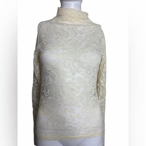 Mia Joy Elegant Cream Lace Women Long Sleeve Top Size Medium